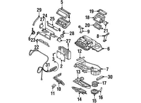 2000 Pontiac Grand Prix A/C Evaporator & Heater Components Blower Motor Diagram for 52487088