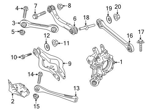 2020 BMW 330i xDrive Rear Suspension Components, Lower Control Arm, Upper Control Arm, Ride Control, Stabilizer Bar WHEEL CARRIER, REAR LEFT Diagram for 33306899303