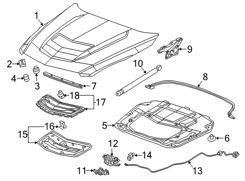 2016 Cadillac ATS Hood & Components Vent Diagram for 23310204