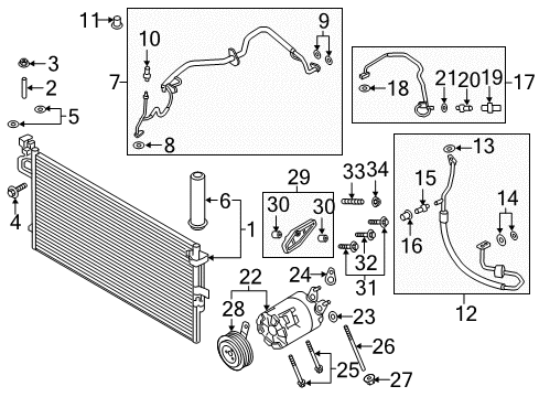 2018 Ford Escape A/C Condenser, Compressor & Lines AC Tube Diagram for GV6Z-19D742-FA