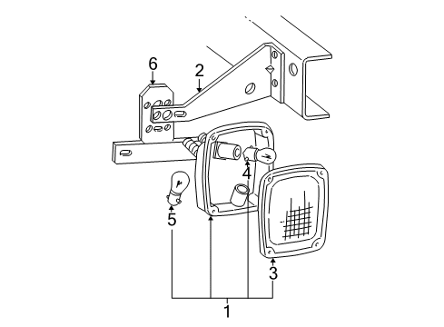 2001 Ford F-250 Super Duty Bulbs Tail Lamp Assembly Mount Bracket Diagram for F81Z-13470-AA