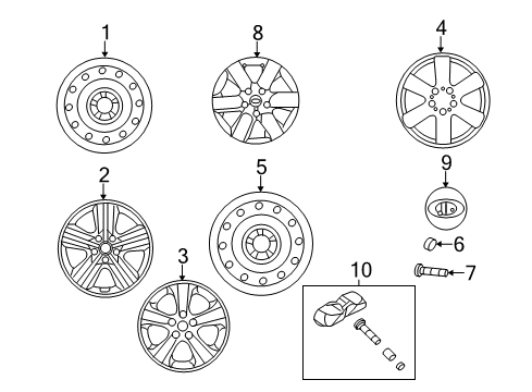 2009 Kia Optima Wheels Wheel Hub Cap Assembly Diagram for 529602G100