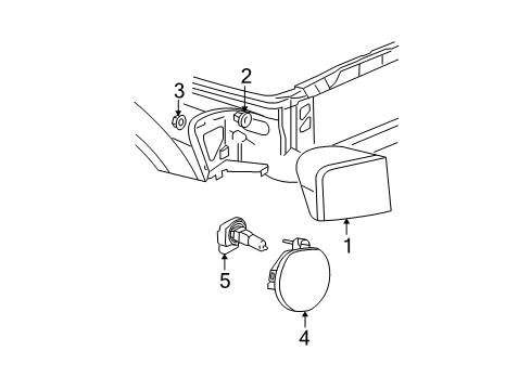 2006 Dodge Durango Headlamp Components, Fog Lamps Lamp-Headlamp Park And Turn Diagram for 55077721AE