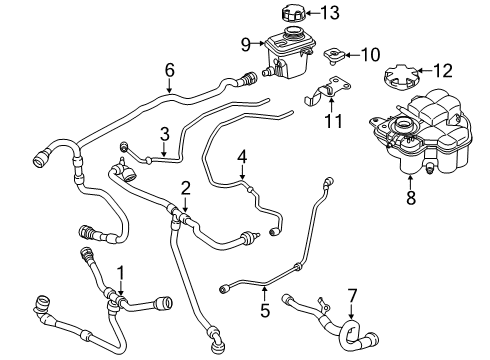 2020 BMW M5 Hoses, Lines & Pipes Ventilation Line, Radiator Diagram for 17127856736