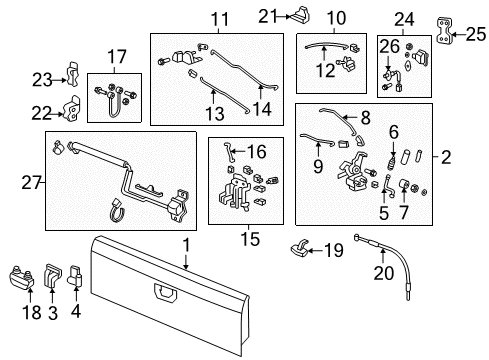 2009 Honda Ridgeline Gate & Hardware Handle Assy., Tailgate (Upper)*NH700M* (Camera) (ALABASTER SILVER METALLIC) Diagram for 74810-SJC-A21ZJ