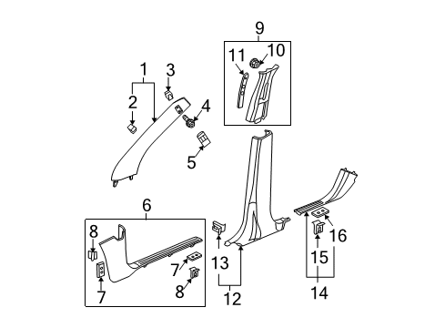 2006 Chevrolet Equinox Interior Trim - Pillars, Rocker & Floor Front and Rear Carpeted Floor Mats in Cashmere Diagram for 15290070