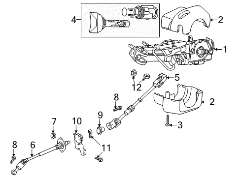 2000 Jeep Wrangler Steering Column, Steering Wheel & Trim Column-Steering Diagram for 52078619AG