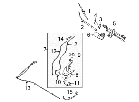 2008 Kia Sportage Wiper & Washer Components Hose Assembly-Windshield Washer Diagram for 986501F001