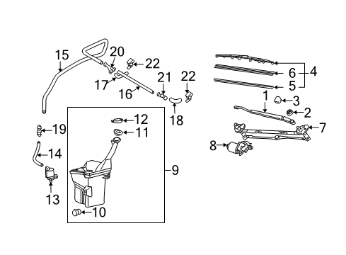 2006 Scion xA Wiper & Washer Components Washer Nozzle Diagram for 85381-52240