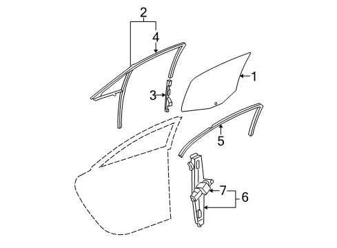 2008 Pontiac G6 Rear Door - Glass & Hardware Weatherstrip Asm-Rear Side Door Window Inner Diagram for 20864021