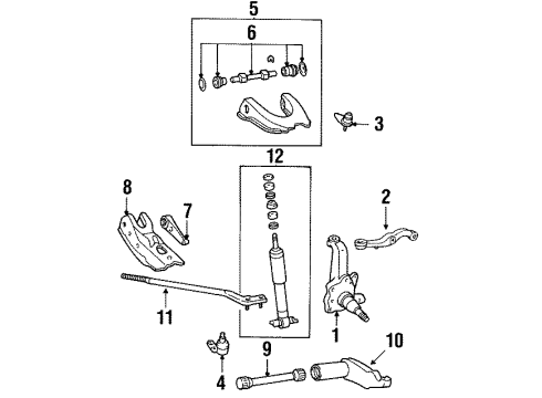 1989 Toyota Pickup Front Suspension Components, Lower Control Arm, Upper Control Arm, Stabilizer Bar Arm, Steering Knuckle, RH Diagram for 45611-35160