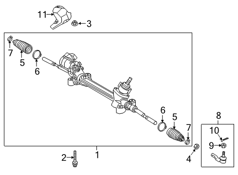 2020 Toyota Camry Steering Column & Wheel, Steering Gear & Linkage Gear Assembly Diagram for 44250-06501