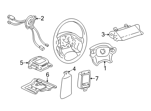 2002 Cadillac Seville Air Bag Components Coil Kit, Steering Wheel Inflator Restraint Module Diagram for 26087308