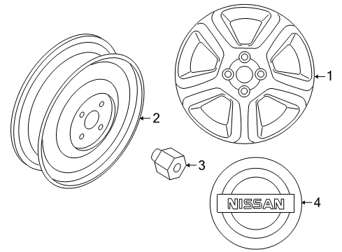 2009 Nissan Altima Wheels, Covers & Trim Spare Tire Wheel Assembly Diagram for 40300-ZM00A