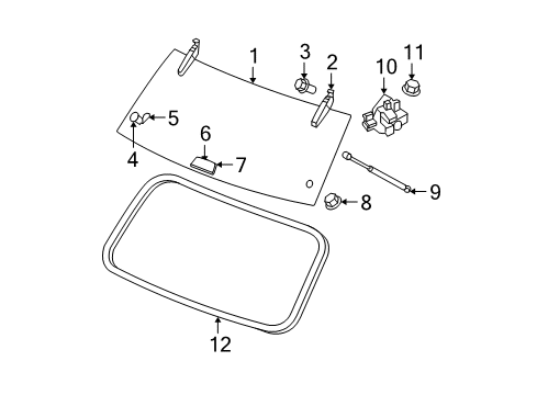 2010 Jeep Grand Cherokee Lift Gate - Glass & Hardware Liftgate Glass Support Diagram for 68025357AA