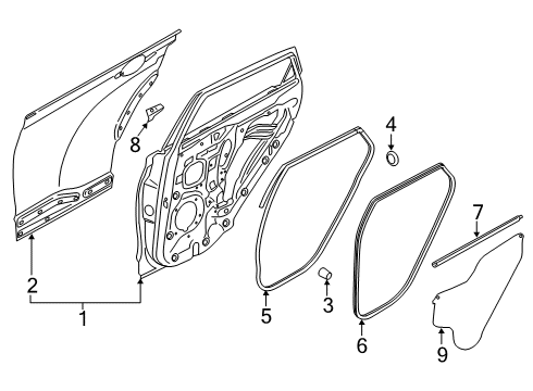 2020 Hyundai Kona Electric Rear Door Panel-Rear Door Outer, LH Diagram for 77111-J9000