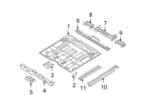 2007 Hyundai Tucson Floor Member Assembly-Center Floor Side, RH Diagram for 65221-2E010