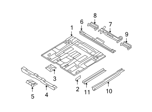 2007 Hyundai Tucson Floor Reinforcement Assembly-Parking Brake Lever Diagram for 65123-2E000