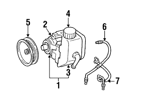 1991 Jeep Cherokee Power Steering Pump & Cooler Lines Hose Diagram for 52038015