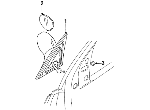 1996 Chrysler LHS Outside Mirrors Outside Electric Rmt Heated Foldaway Mirror Assembly Diagram for JF52PX8