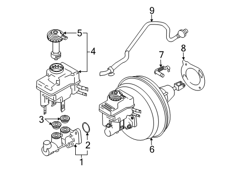2005 BMW 760i Hydraulic System Brake Master Cylinder O-Ring Diagram for 34311165092