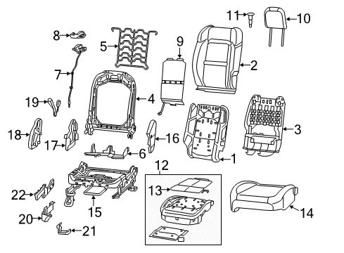 2018 Jeep Wrangler Front Seat Components Front Seat Cushion Diagram for 6PU22NR3AF