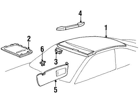 1991 BMW 850i Interior Trim - Roof Bracket With Contact Diagram for 51168116501