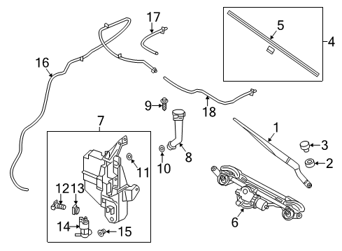 2013 Nissan Altima Wiper & Washer Components Windshield Wiper Blade Assembly Diagram for 28890-JA000