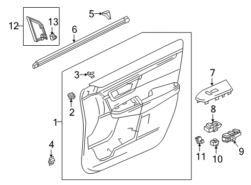 2020 Honda CR-V Power Seats Garnish Assy., R. Door Mirror *NH900L* (DEEP BLACK) Diagram for 76220-TLC-A01ZA