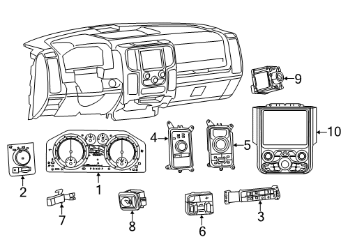 2018 Ram 1500 Switches Cluster-Instrument Panel Diagram for 68340686AB