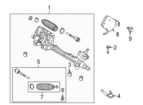 2010 Ford Fusion Steering Gear & Linkage Gear Assembly Diagram for AE5Z-3504-DE