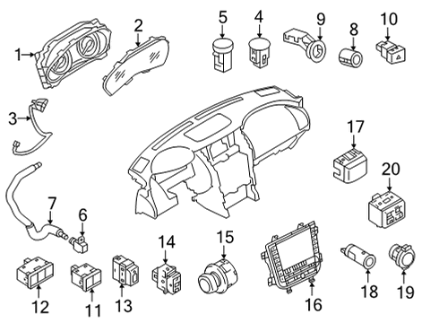 2020 Infiniti QX80 Cluster & Switches, Instrument Panel Switch Assy-Preset Diagram for 25391-6JE0A