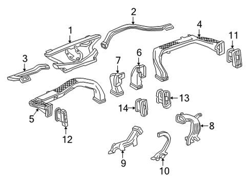 2022 GMC Sierra 2500 HD Ducts Air Vent Grille Diagram for 84701324