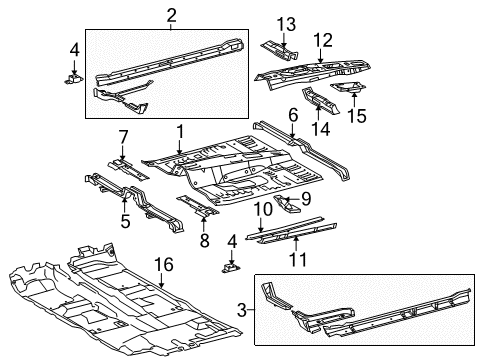 2020 Toyota 4Runner Floor Reinforcement Sub-As Diagram for 57509-60100