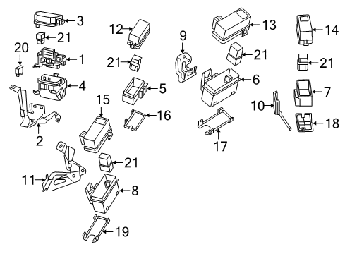 2018 Infiniti Q60 Fuse & Relay Bracket-Relay Box Diagram for 24388-4GA0E