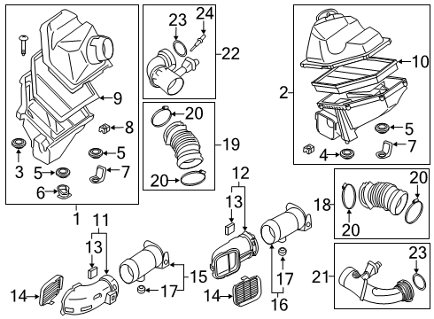 2021 BMW M550i xDrive Filters Intake Muffler Left Diagram for 13717934479