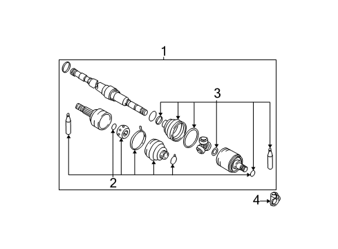 2002 Nissan Sentra Drive Axles - Front REPAIRKIT-DUSTB00T, Inner Diagram for 39741-8U027