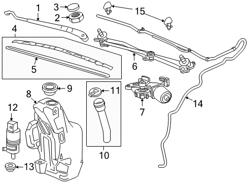 2013 Chevrolet Cruze Wiper & Washer Components Wiper Linkage Diagram for 95971326