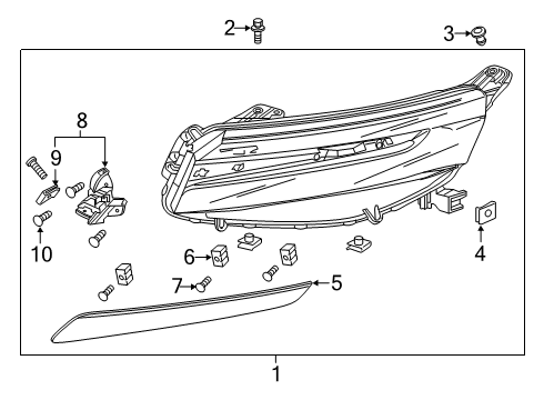 2018 Honda Clarity Headlamps Headlight Molding R Diagram for 71123-TRW-A01