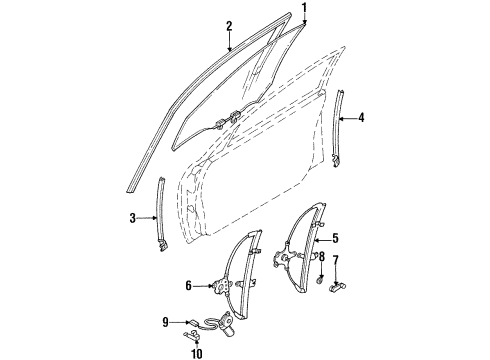 1995 Nissan Altima Front Door Glass Run Rubber-Front Door LH Diagram for 80331-0E723