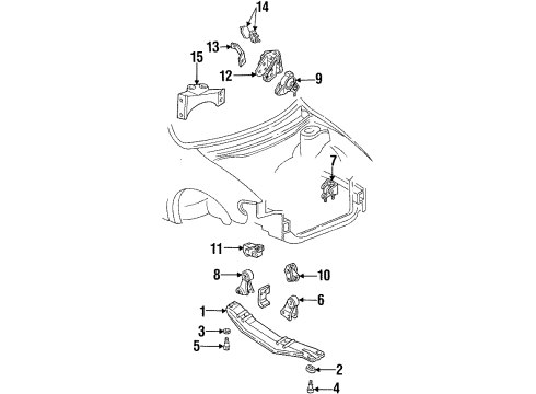 1999 Mercury Villager Engine & Trans Mounting Insulator Bracket Diagram for XF5Z6A067BA