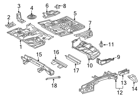 2013 Lexus RX350 Rear Body - Floor & Rails Pan, Center Floor Diagram for 58211-0E902