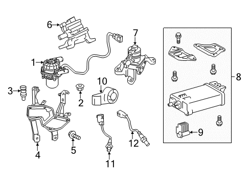 2014 Toyota Tundra Emission Components Rear Oxygen Sensor Diagram for 89465-0C170