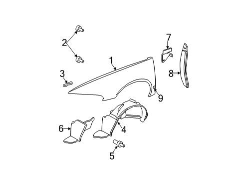 1997 Buick Park Avenue Fender & Components, Exterior Trim Fender Lower Reinforcement Diagram for 25635714