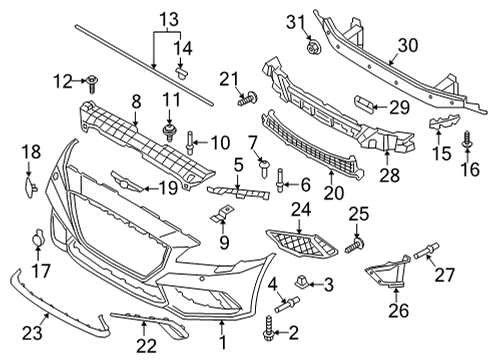 2020 Genesis G80 Bumper & Components - Front Clip-Cowl Top Cover Mounting Diagram for 86157-2H100