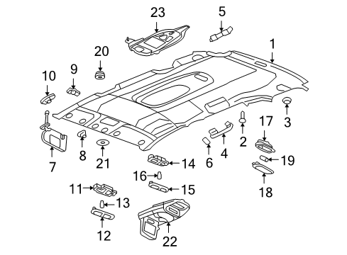 2006 Buick Rainier Interior Trim - Roof Sunvisor Retainer Diagram for 3637204