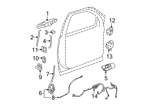 2008 GMC Yukon XL 2500 Front Door - Lock & Hardware Handle, Outside Diagram for 15930535