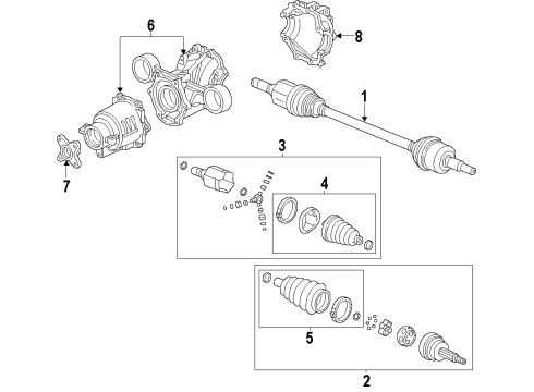 2013 GMC Terrain Rear Axle Shafts & Joints, Differential, Drive Axles, Propeller Shaft Flange, Transfer Case Rear Output Shaft Diagram for 19132948