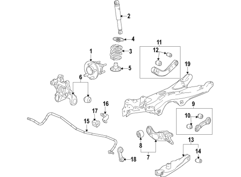 2018 Chevrolet Malibu Rear Suspension, Lower Control Arm, Upper Control Arm, Stabilizer Bar, Suspension Components Rear Shock Absorber Assembly (W/ Upr Mt) Diagram for 84578456