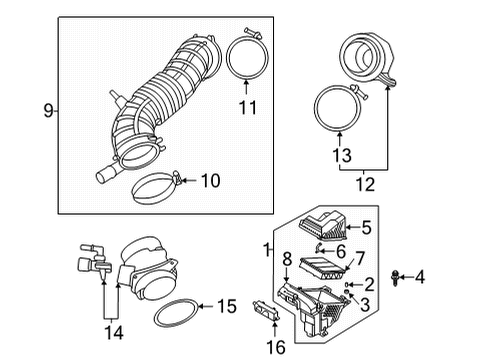 2022 Hyundai Elantra Air Intake Clamp-Hose Diagram for 14711-63006-B